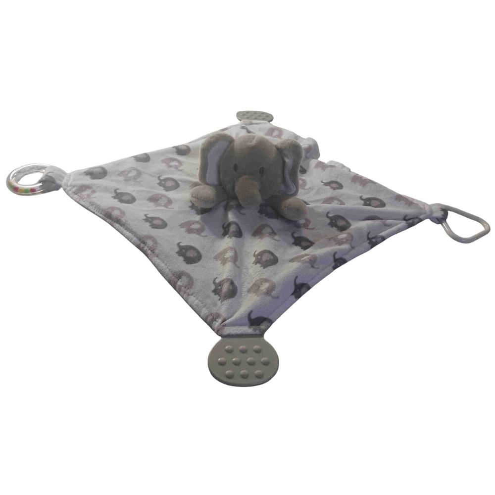 Modern‎ Baby Plush Elephant Lovey 11" Grey Security Blanket Teether Comfort Toy